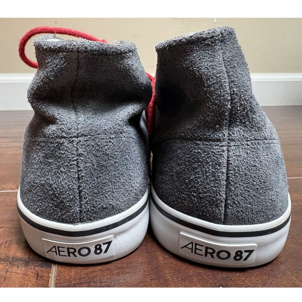 Aeropostale Gray Suede Chukka Boot Sneakers Red Laces Mid Top Skate Shoes Men 10 - Picture 3 of 7